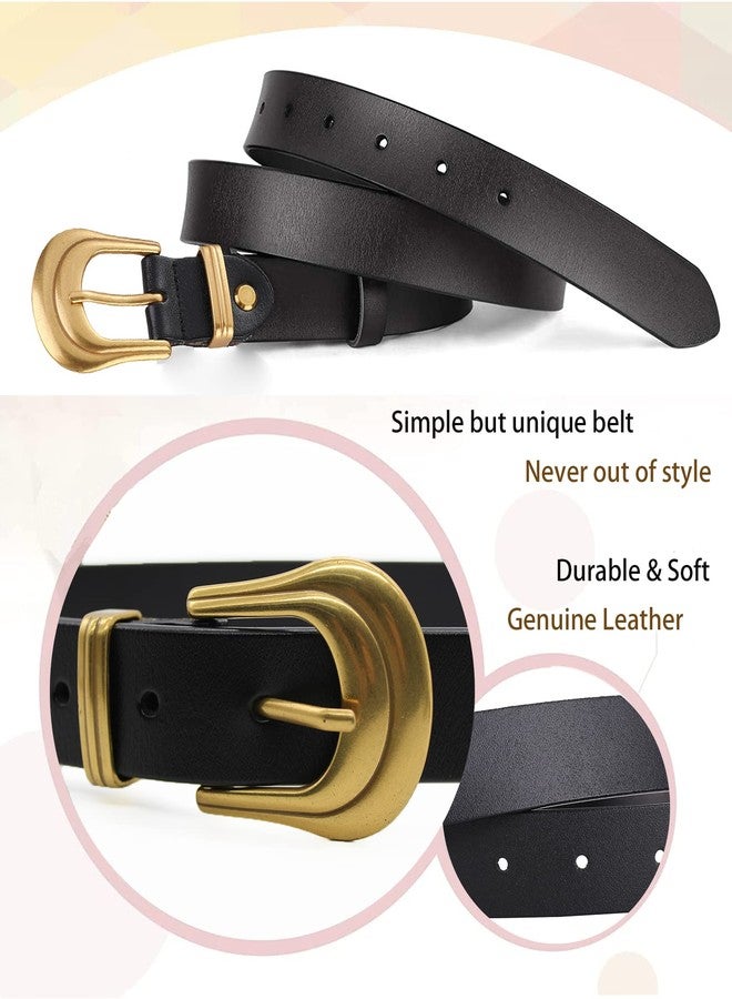 ALAIX Women's Belt Western Belts Silver Gold Buckle Black Leather Belt Pants Jeans Belts for Women - Image 4